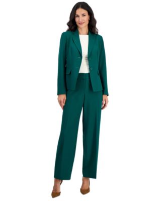 Petite Notch Collar 2-Button Wide-Leg Jacket and Pants, 2-Piece Suit