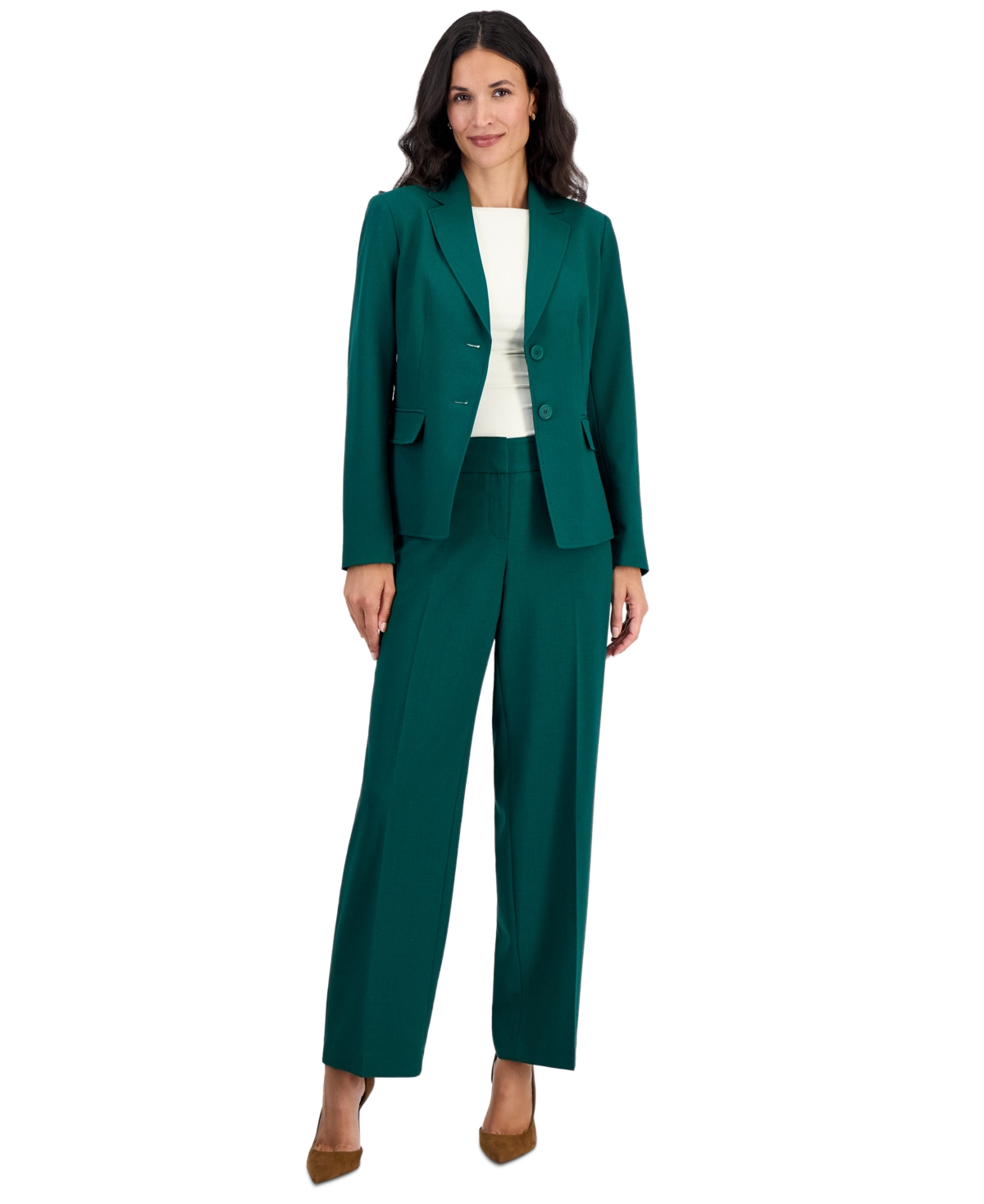 Le Suit Petite Notch Collar 2-Button Wide-Leg Jacket and Pants, 2-Piece
