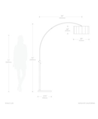 Scallop 92" Arc Lamp - Satin Nickel Steel,Marble Base, Linen Drum Shade, Dimmable, Bulb Included