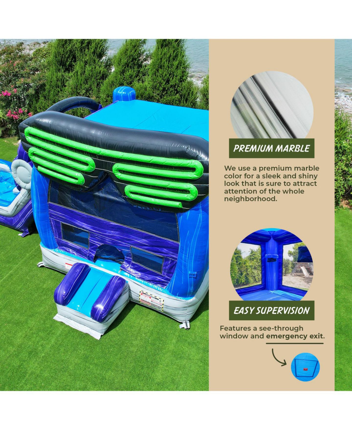 Детская игрушка Xjump Glitch Gamer 12 Feet Tall Vinyl Dual Lane Water Slide Bounce House Combo, Ages 3+, цвет: Разноцветный — фото 8