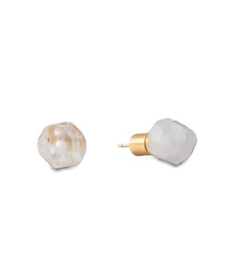 Gold-Plated Quartz Crystal Stud Earrings