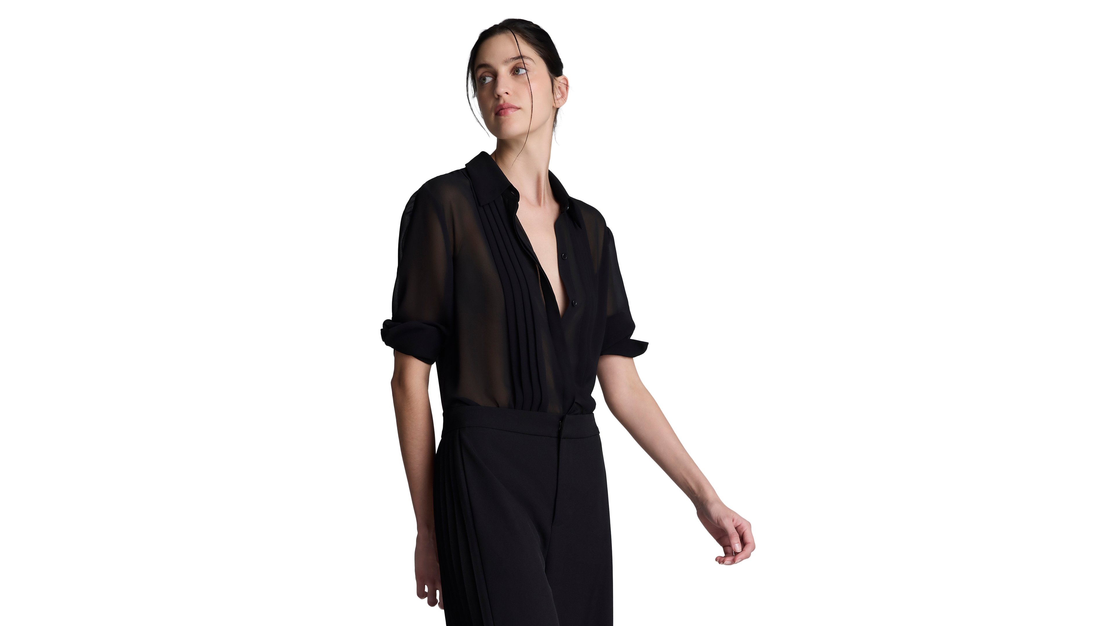 Kenneth Cole Women's Long-Sleeve Sheer Chiffon Blouse