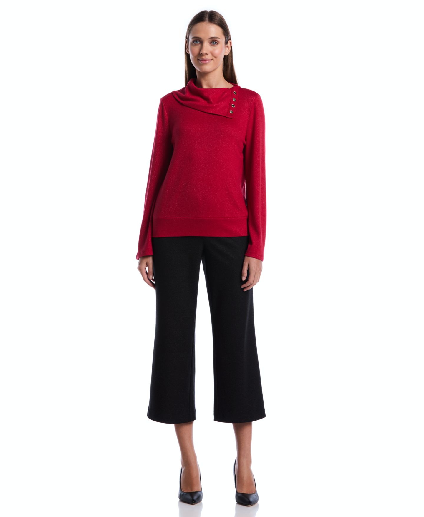 Женская блузка Rafaella Petite Long-Sleeve Cowl Neck, цвет: Красный — фото 2