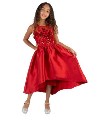 Girls' 7-16 Hi-Low Sequin-Embellished Fit & Flare Dress