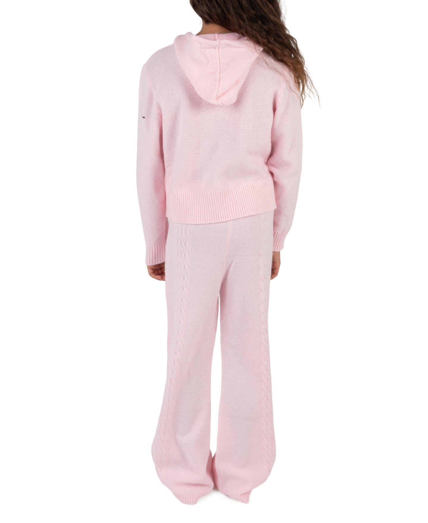 Tween Diva Girls' 7-12 Cable-Knit Zip-Front Wide-Leg Sweater and Pants, 2-Piece Set, цвет: Розовый — фото 3