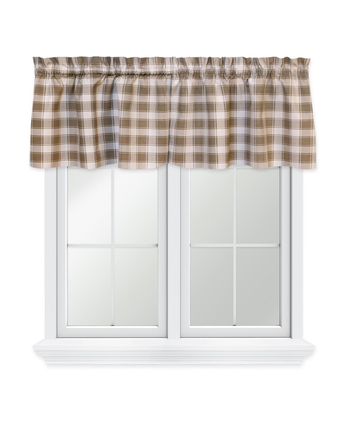 Ellis Curtain 50% Polyester 50% Cotton Country Check Tailored With 1.5" Rod Pocket Window Valance 58" x 15" Camel