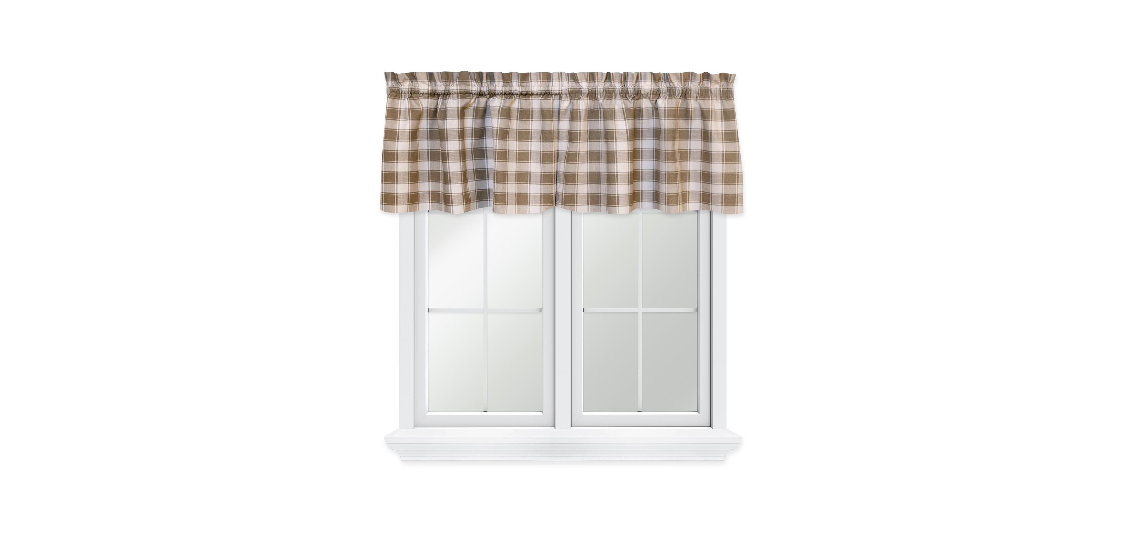 Ellis Curtain 50% Polyester 50% Cotton Country Check Tailored With 1.5" Rod Pocket Window Valance 58" x 15" Camel