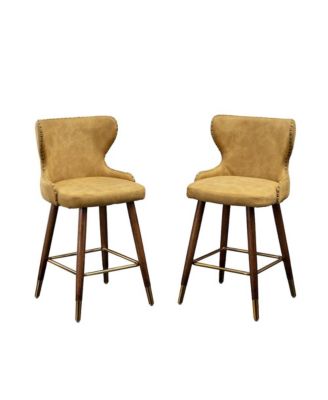 Nevis Modern Faux Leather Tufted Nailhead Trim Counter Stool Set of 2