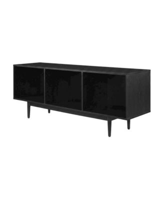 Black Wide Record Player Stand with Extended Vinyl Storage