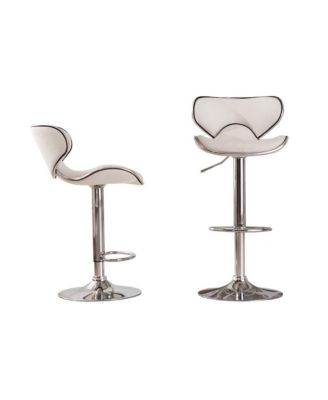 Masaccio White Leatherette Adjustable Swivel Barstool Chrome Base