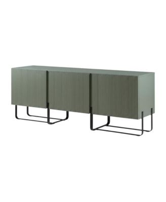 Modern Wood TV Stand with 3 Cabinets for Living Room Storage