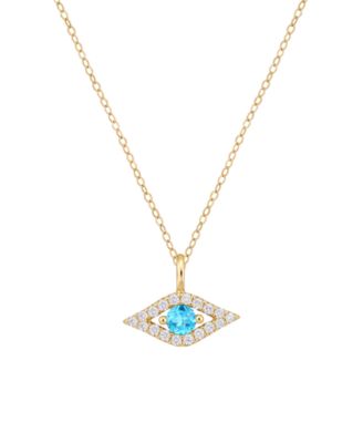Blue Topaz & Diamond Evil Eye Pendant (1/6 ct. t.w. & 1/10 ct. t.w.) in 14k Gold