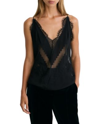 Women's Sisley Lace Sheer-Mesh V-Neck Camisole