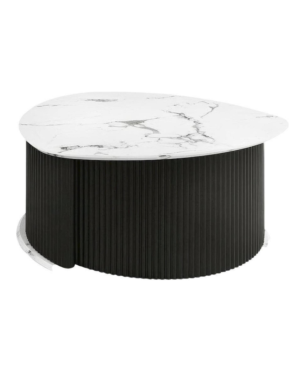 Starlight Canyon Home Triangle Coffee Table with Fluted Pedestal Base Mdf and Iron Frame