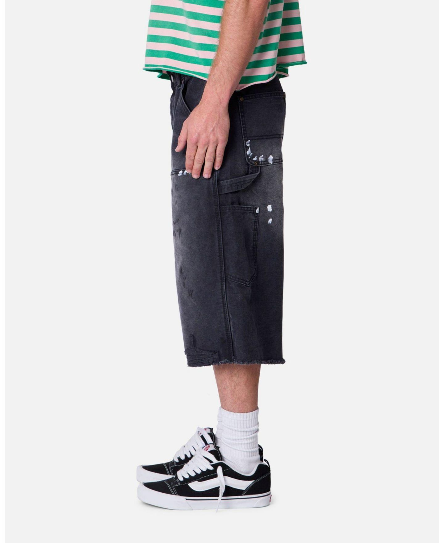 Мужские шорты mnml Ultra Baggy Carpenter Paint Splatter Denim, 9" Inseam — фото 5
