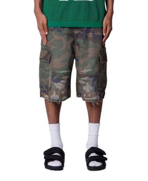 Мужские шорты mnml Baggy Distressed Camo Cargo, 10" Inseam, цвет: Зелёный