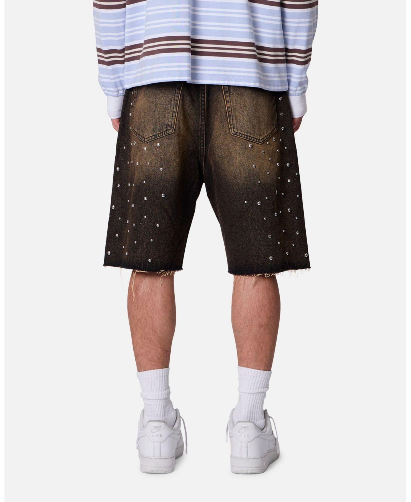 Мужские шорты mnml Baggy Stud Denim, 9" Inseam, цвет: Чёрный — фото 5
