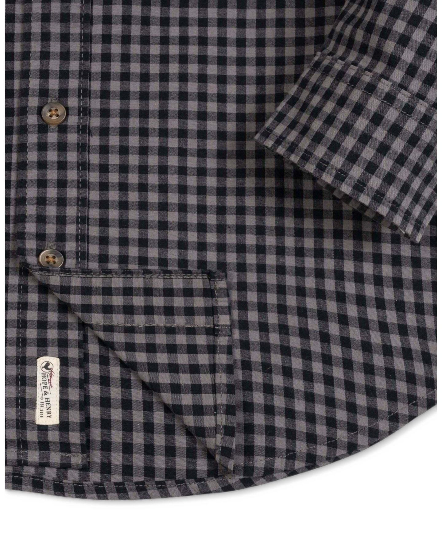 Рубашка Hope & Henry Organic Cotton Poplin Point Collar Long-Sleeve Button-Down Shirt для мальчиков, цвет: Чёрный в мелкую клетку — фото 3