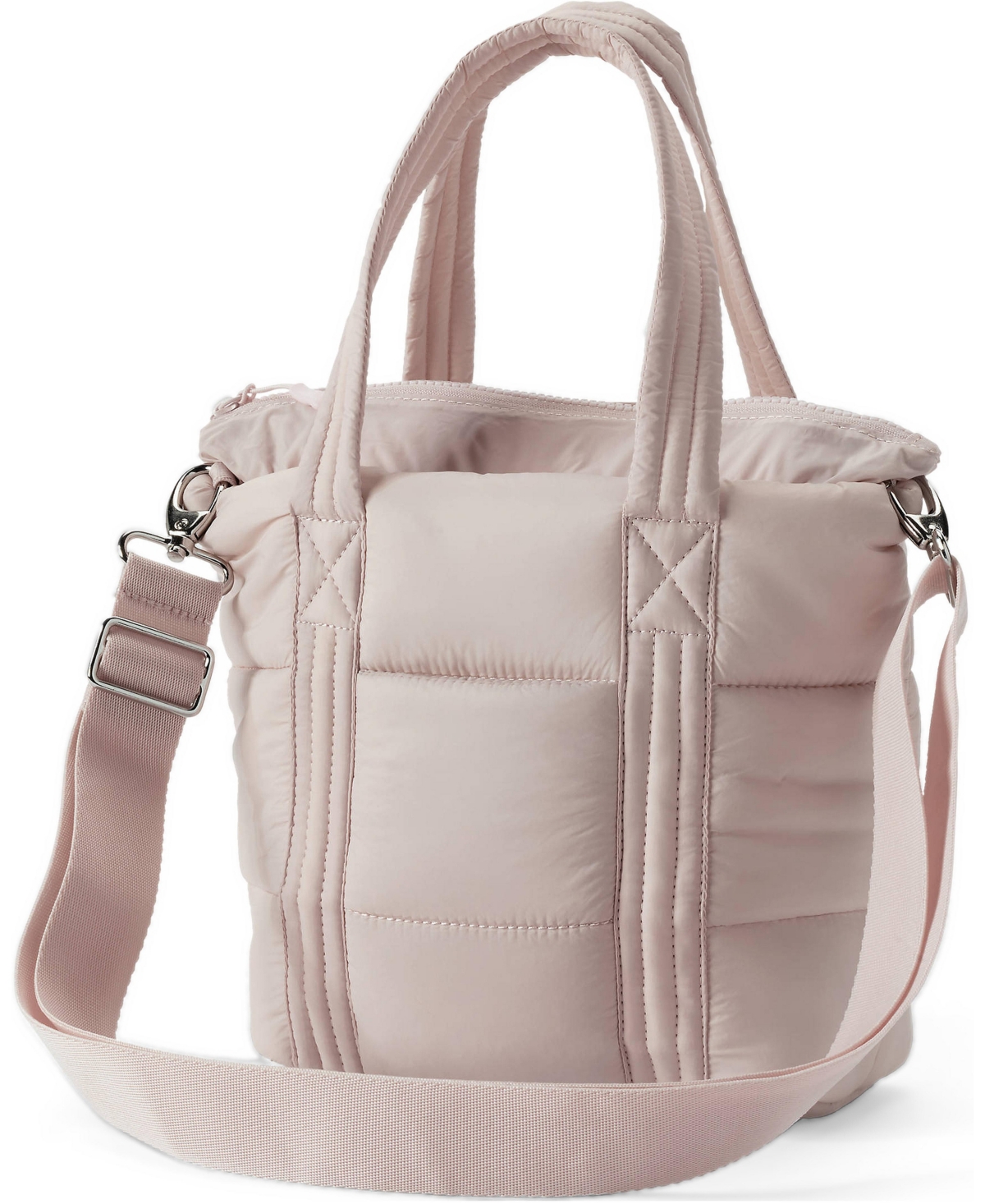 Lands' End Wanderweight Ultralight Packable Crossbody Tote Bag - Soft mushroom