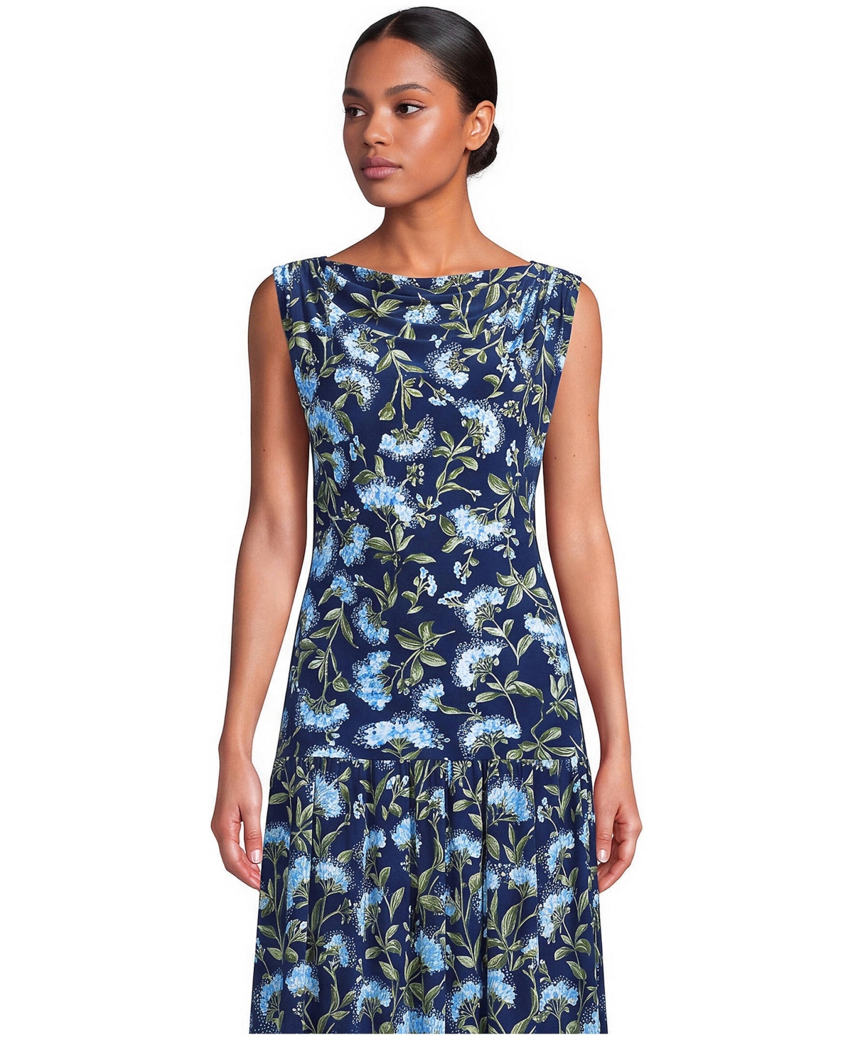 Lands' End Women's Sleeveless Silky Knit Drape Front Top