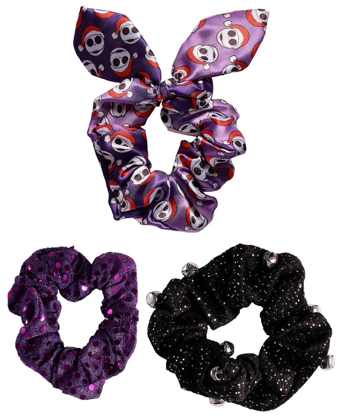 The Nightmare Before Christmas Hair Scrunchies 3-Piece Set Official License - Purple
