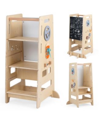 Adjustable Height Toddler Standing Tower with Chalkboard