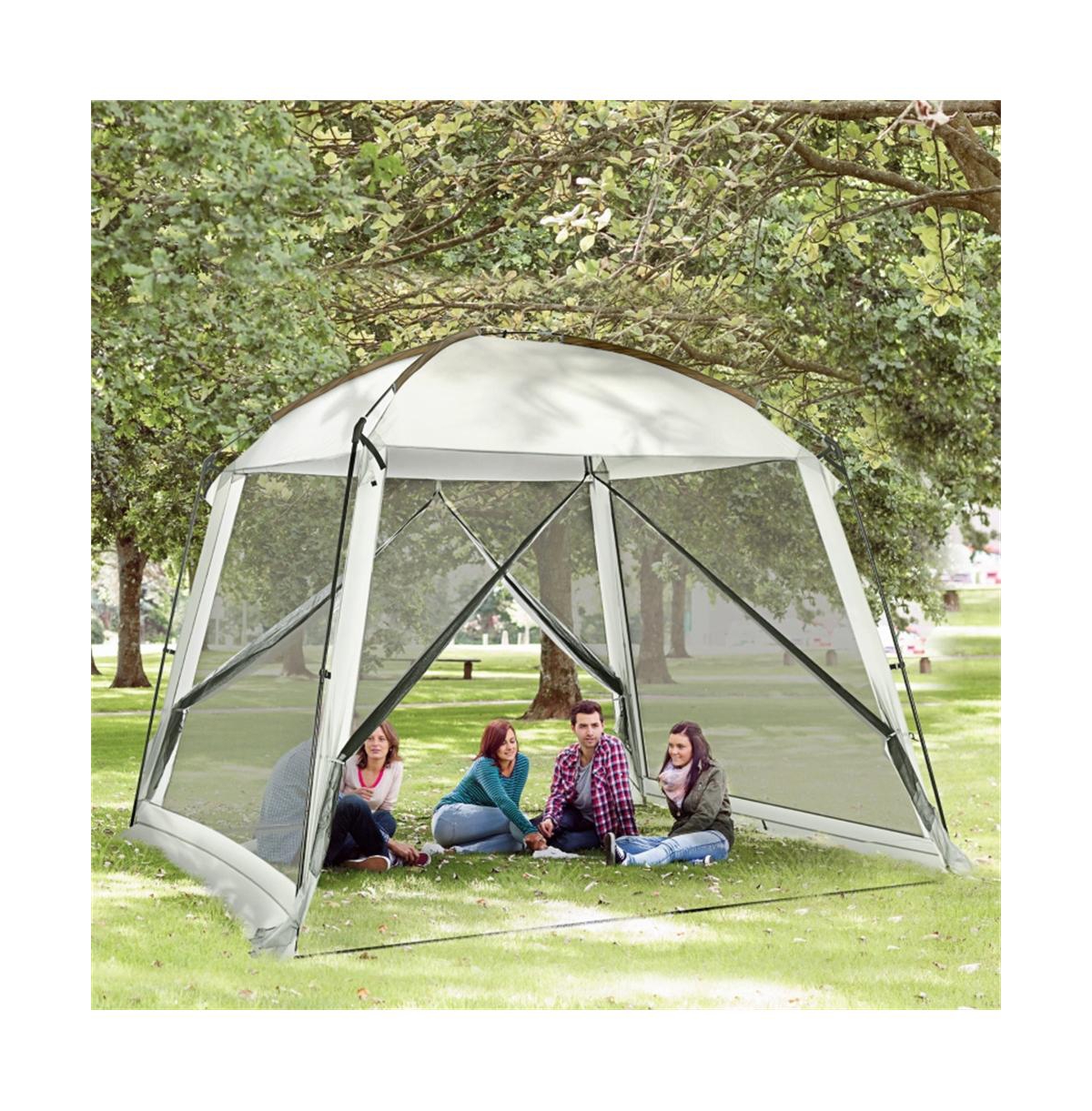 Sevorley Party Tent, White, Polyester, Fiberglass, Metal, Pe Construction, Large size fits 6-8 people