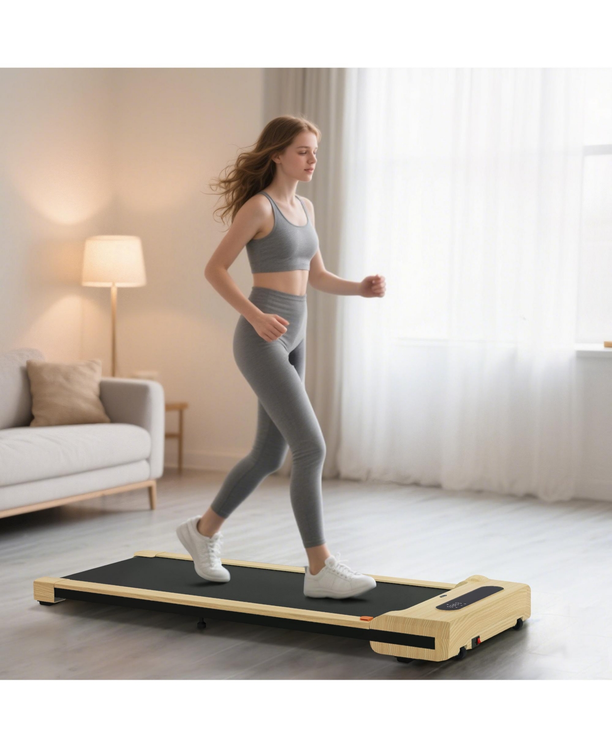 Sevorley Walking treadmill, Wood, Steel, Abs, Pp Construction, Powerful 2.5HP motor ensures a quiet, smooth