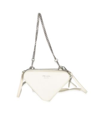 White Saffiano Mini Triangle Crossbody Pouch