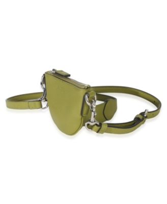 Olive Green Pebbled Calfskin Mini B Shoulder Pouch