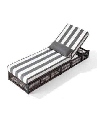 Outdoor Reclining Chaise Lounge with Thick Cushion, All-Weather Wicker Patio Lounge Chair with Pillow