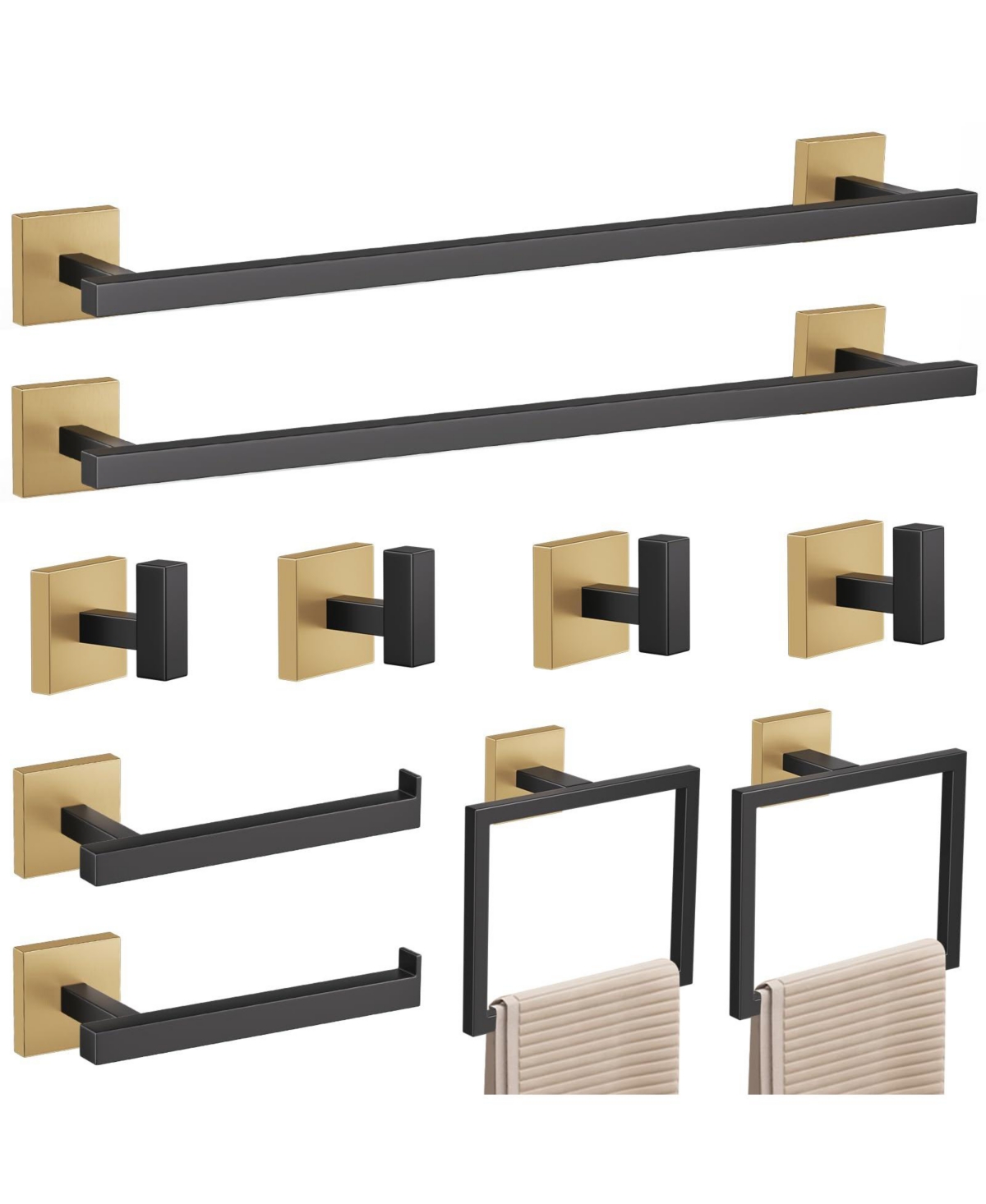 Cyqbd 10 Piece 23.6" Towel Bar Set Bathroom Hardware Stainless Steel Wall Mounted