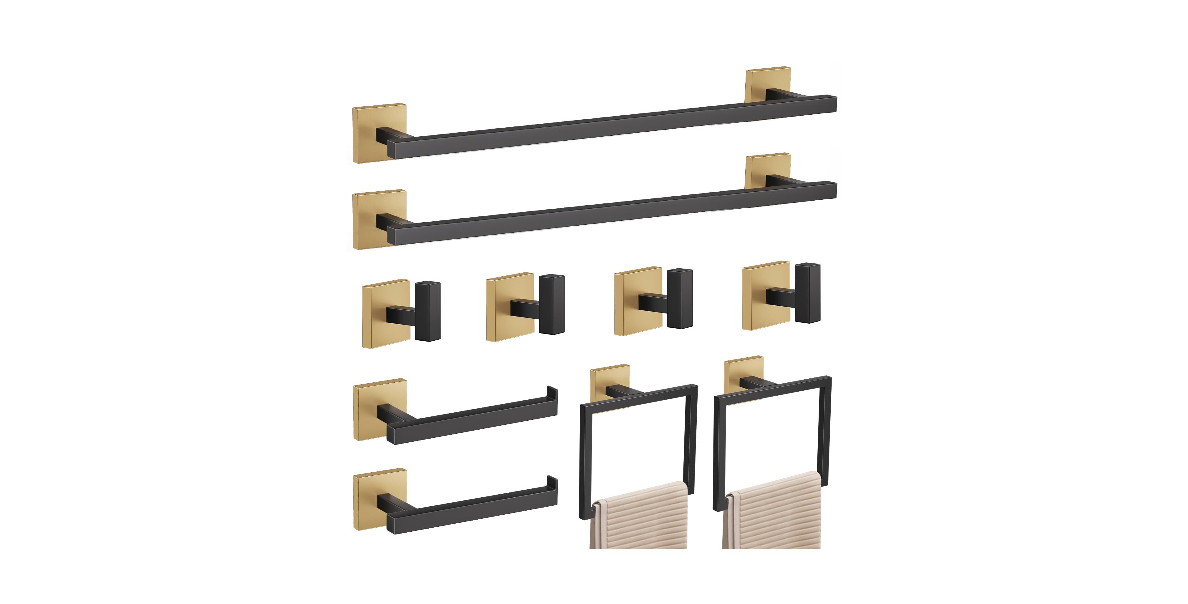 Cyqbd 10 Piece 23.6" Towel Bar Set Bathroom Hardware Stainless Steel Wall Mounted