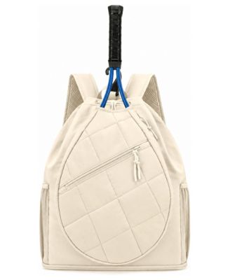 Drawstring Tennis Backpack With Shoe Compartment Wet Pocket Racket Protection