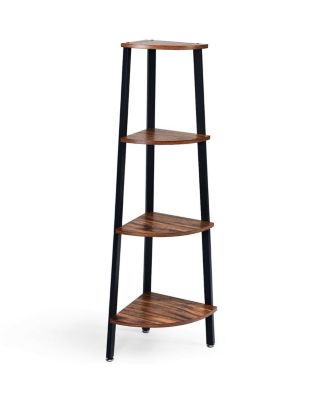 49.5 Inch 4-Tier Particle Board and Metal Space-Saving Corner Bookcase