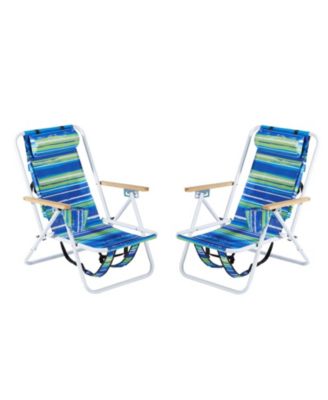 [Same Code:69829027]Folding Beach Chair Set of 2 for Adults, 4 Position Portable Backpack Foldable Camping Chair with Headrest Cup