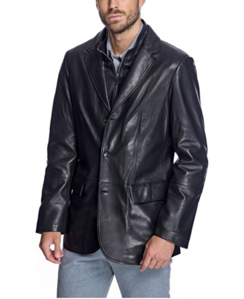 Мужской пиджак Julia & Stella By Maximilian Leather Blazer, цвет: Чёрный