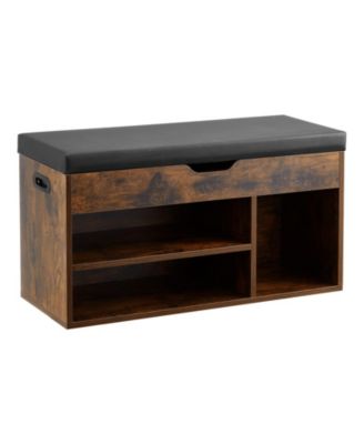 Entryway Storage Bench with Lift-Top Cabinet and Cushioned Seat