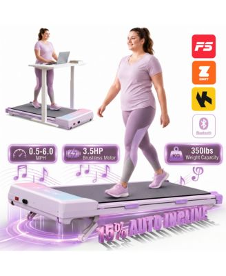 Walking Pad Treadmill 15% Auto Incline, Under Desk Treadmill, 5HP brushless motor, 10X longer lifespan