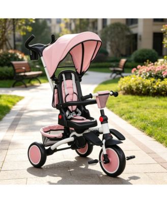 6-in-1 Convertible Tricycle with Rotating Seat and Removable Canopy, 55 lbs, Ages 1-5
