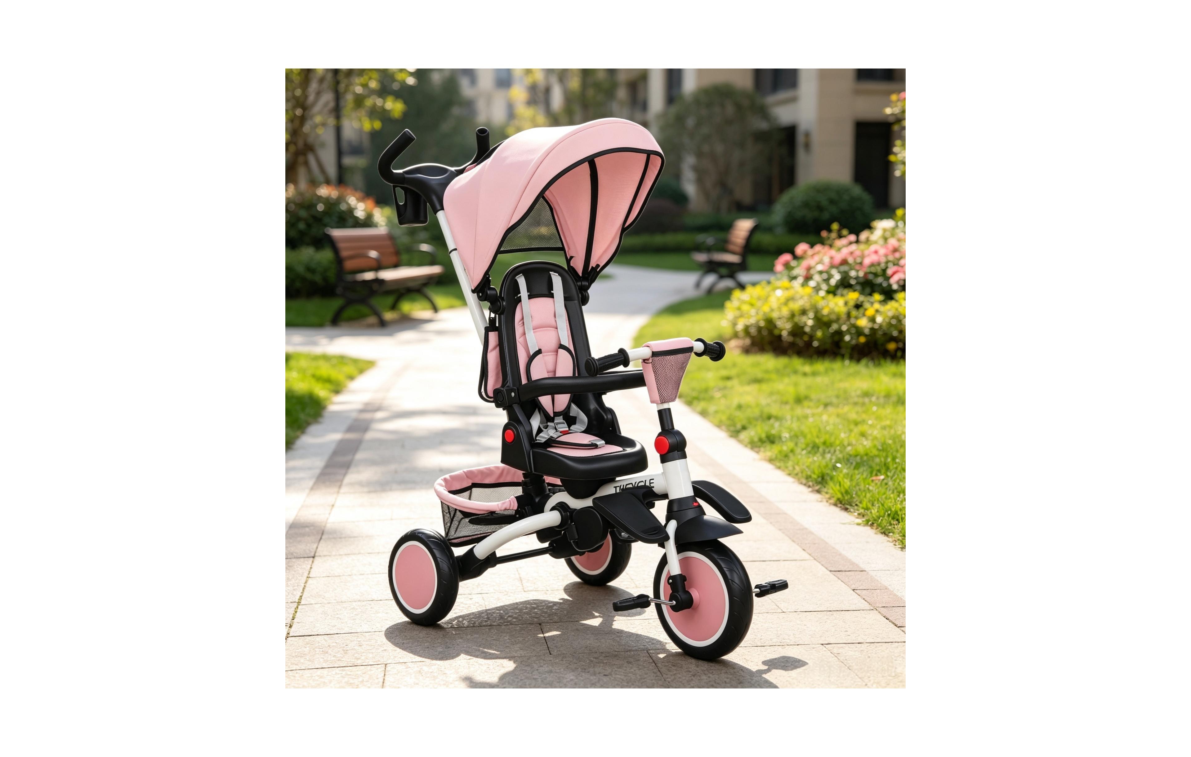 Sevorley 6-in-1 Convertible Tricycle with Rotating Seat and Removable Canopy, 55 lbs, Ages 1-5