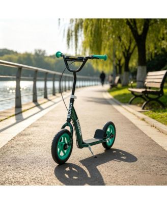 Kids Kick Scooter with Adjustable Handlebar, Rear Brake and Kickstand, 12-Inch EVA Wheels, 110 lbs. Capacity, Ages 6-12