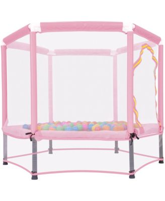 55'' Toddlers Trampoline with Safety Enclosure Net and Balls, Indoor Outdoor Mini Trampoline for Kids