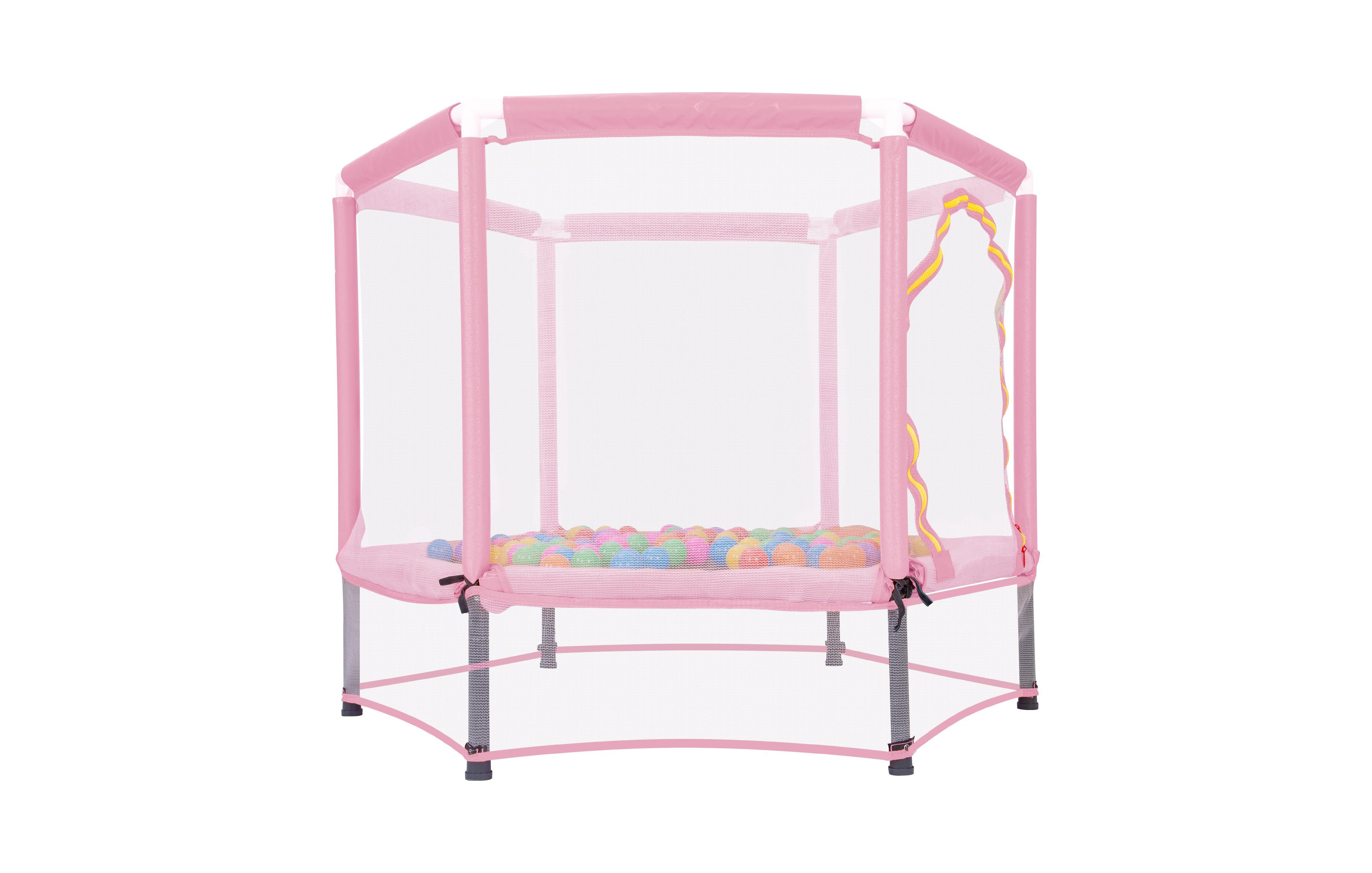 Sevorley 55'' Toddlers Trampoline with Safety Enclosure Net and Balls, Indoor Outdoor Mini Trampoline for Kids