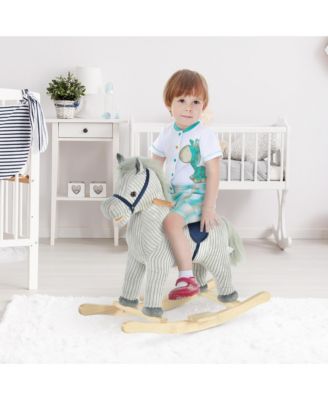 Kids Rocking Horse with Plush, Wood and Steel Construction for Ages 36-72 Months