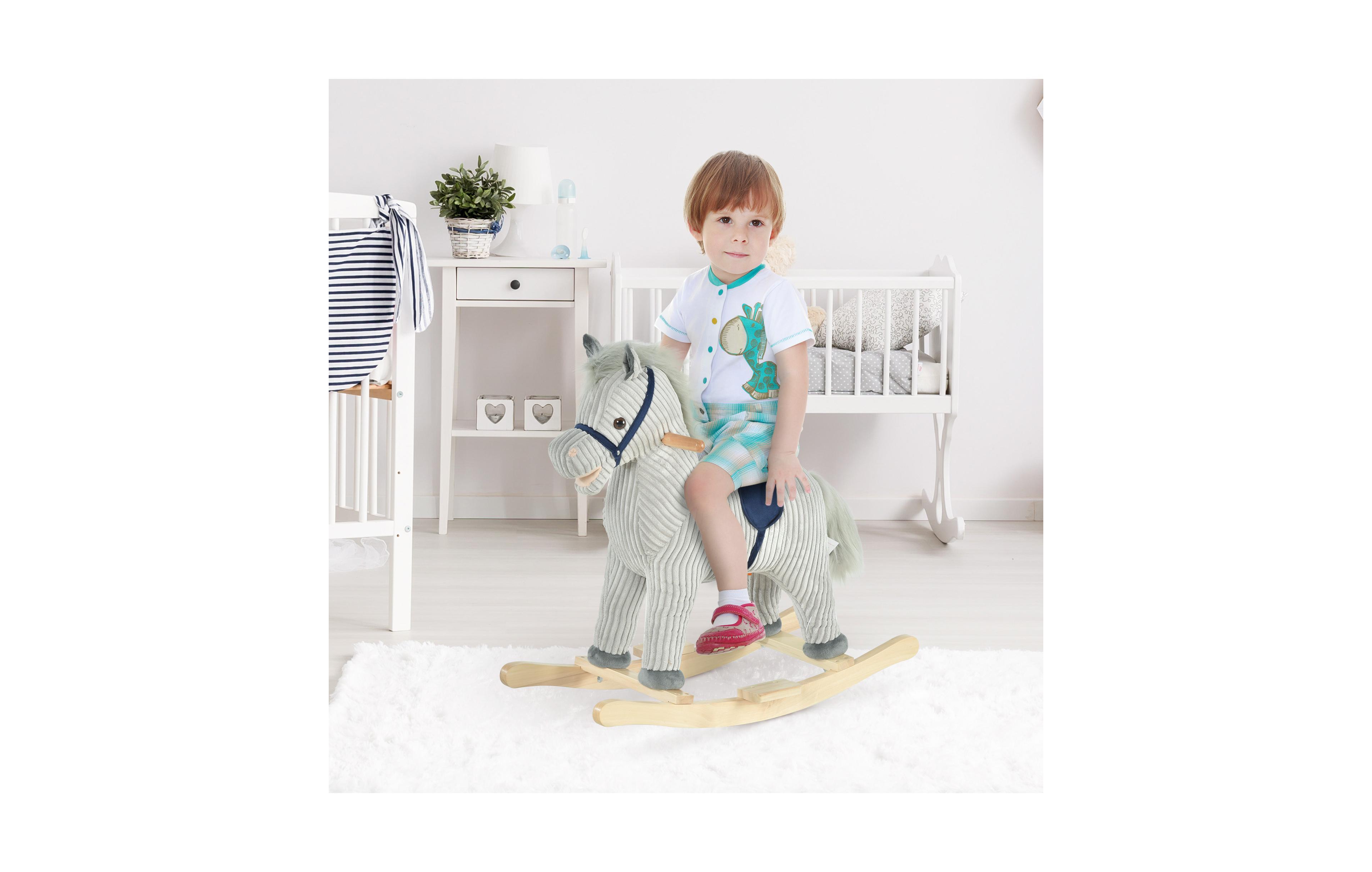 Sevorley Kids Rocking Horse with Plush, Wood and Steel Construction for Ages 36-72 Months