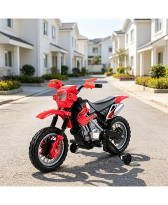 6V Kids Electric Ride-On Motorcycle with Dirt Bike Styling, Street Bike Design and Training Wheels