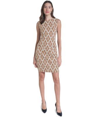 Petite Printed Shift Sleeveless Back Zipper Dress