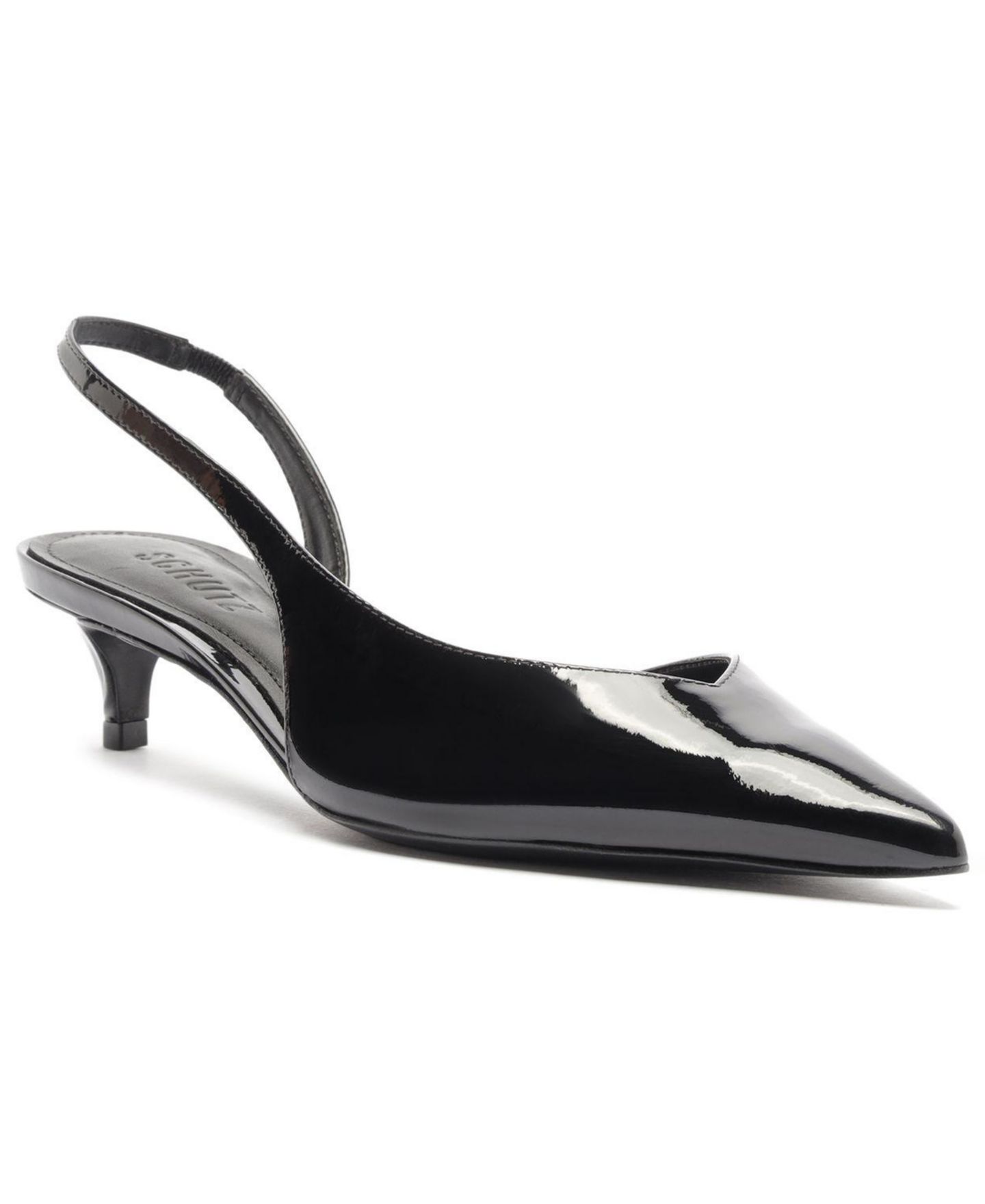 Женские туфли Schutz Alessia Low Slingback Kitten Heel Pointed Toe, цвет: Чёрный — фото 1