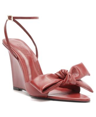 Women's Elodie Pointed Toe Bow Ankle Strap Wedge Sandals